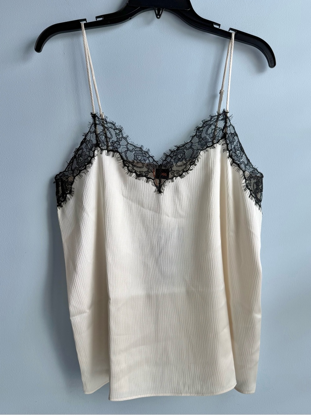 Hugo BOSS Orange Women's White Lace-Trim Hammered Satin Tank Size 8